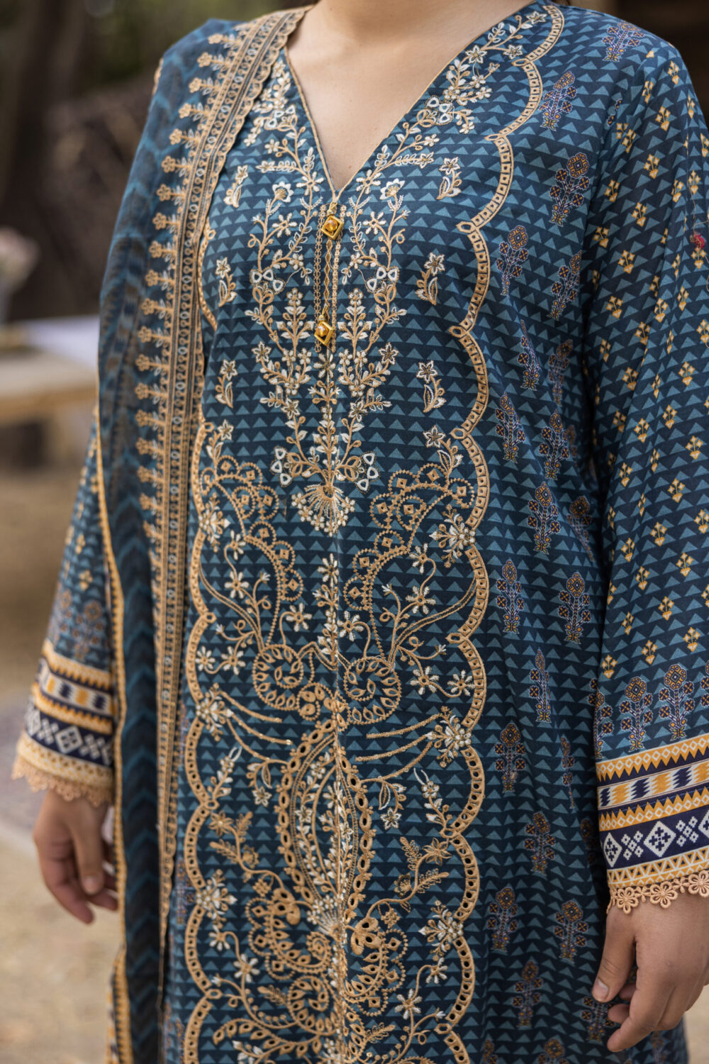 EMB Lawn 3PC Taana Baana D#5028 - Image 3